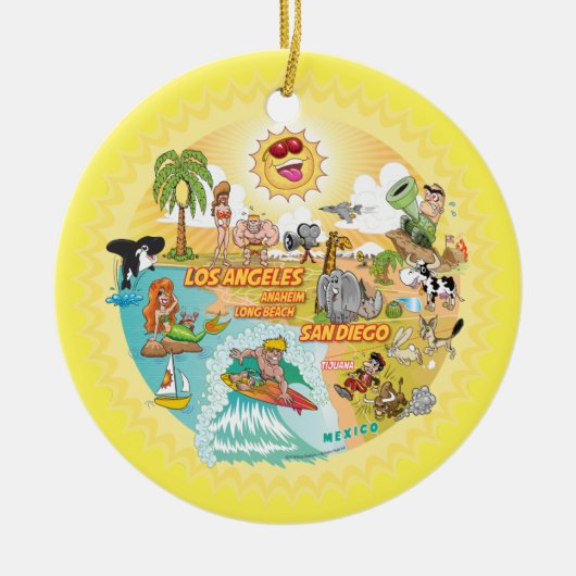 Ultimate Sunny California Round Ceramic Ornament (Voorkant)