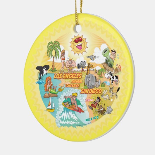 Ultimate Sunny California Round Ceramic Ornament (Links)
