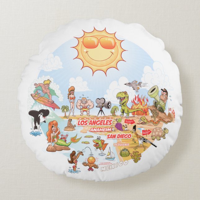 Ultimate Sunny California Round Pillow Rond Kussen (Voorkant)