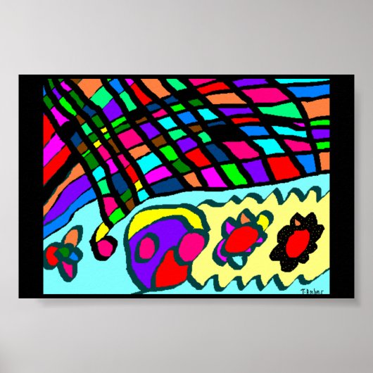 Ultra abstracte kunst op zwart poster (Voorkant)