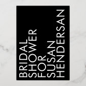 Ultra Black Modern Custom Name GOLD Vrijgezellenfe Folie Uitnodiging (Achterkant)