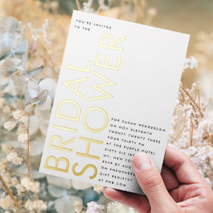 Ultra Black Modern Custom Name GOLD Vrijgezellenfe Folie Uitnodiging