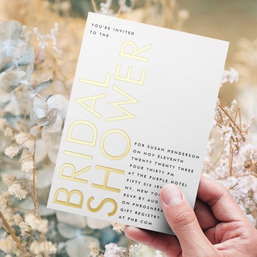 Ultra Black Modern Custom Name GOLD Vrijgezellenfe Folie Uitnodiging