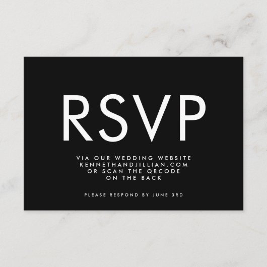 Ultra BOLD Moderne MONOGRAM QR CODE Website RSVP Kaartje (Voorkant)