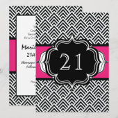 Ultra Chic 21st Birthday of Bachelorette Chevron Kaart (Voorkant / Achterkant)