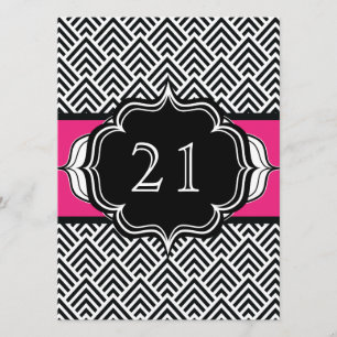 Ultra Chic 21st Birthday of Bachelorette Chevron Kaart
