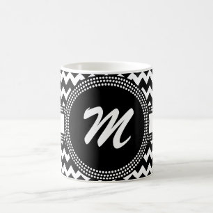 Ultra Chic Black en White ZigZag Chevron Monogram Koffiemok