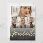Ultra Chic Gold Brush Script Afstuderen-fotokaart Kaart (Voorkant)