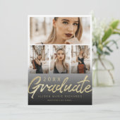 Ultra Chic Gold Brush Script Afstuderen-fotokaart Kaart (Staand voorkant)