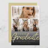 Ultra Chic Gold Brush Script Afstuderen-fotokaart Kaart (Voorkant / Achterkant)