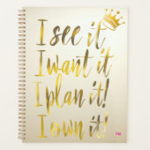  Ultra Chic Gold & Pearl Ivory Motivational Luxe Planner (Voorkant)