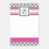 Ultra Chic Hot Pink Black en White Damask Custom Post-it® Notes (Voorkant)