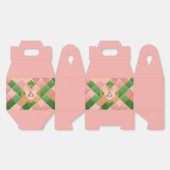 Ultra Chic Preppy Roze Groen Argyle Monogram Wapen Bedankdoosjes (Ongevouwen)