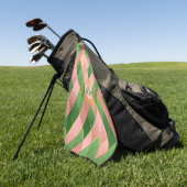 Ultra Chic Preppy Roze Groen Argyle Monogram Wapen Golfhanddoek (Groen)