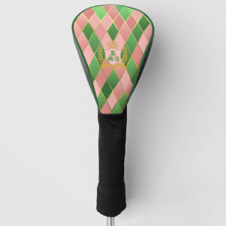 Ultra Chic Preppy Roze Groen Argyle Monogram Wapen Golfheadcover