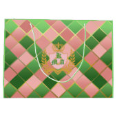 Ultra Chic Preppy Roze Groen Argyle Monogram Wapen Groot Cadeauzakje (Achterkant)
