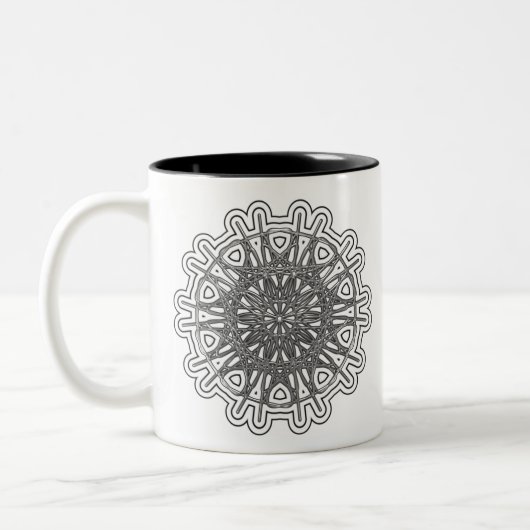 Ultra Cool Mandala Design #1 Tweekleurige Koffiemok (Links)