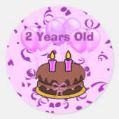 Ultra Cute 2 Years Old Birthday Cake Stickers (Voorkant)