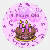 Ultra Cute 4-jarige Stickers van de Birthday Cake (Voorkant)