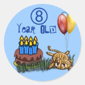 Ultra Cute 8 Year Old Leopard Birthday Stickers (Voorkant)