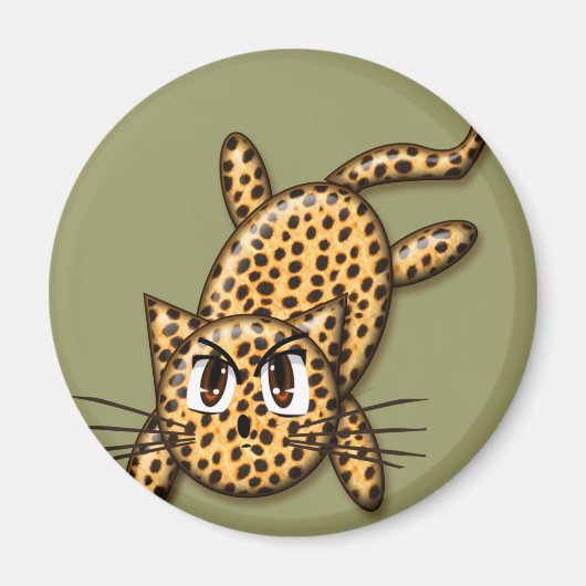 Ultra Cute Anime Leopard Kat Magneet (Voorkant)