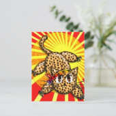 Ultra Cute Anime Leopard Kat Rainbow Head Band Briefkaart (Staand voorkant)