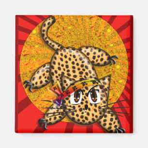 Ultra Cute Anime Leopard Kat Rainbow Head Band Magneet