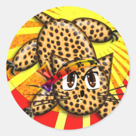 Ultra Cute Anime Leopard Kat Rainbow Head Band Ronde Sticker