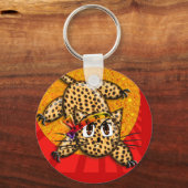 Ultra Cute Anime Leopard Kat Rainbow Head Band Sleutelhanger (Voorkant)