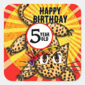 Ultra Cute Anime Leopard Kat Rainbow Head Band Vierkante Sticker (Voorkant)