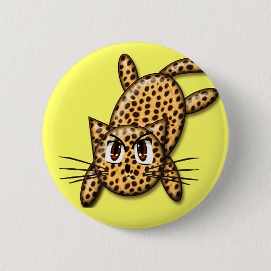 Ultra Cute Anime Leopard Kat Ronde Button 5,7 Cm (Voorkant)