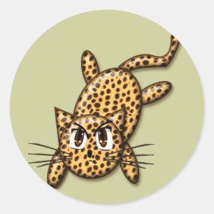 Ultra Cute Anime Leopard Kat Ronde Sticker