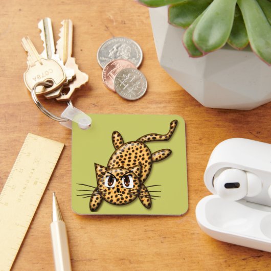 Ultra Cute Anime Leopard Kat Sleutelhanger (Bureau)