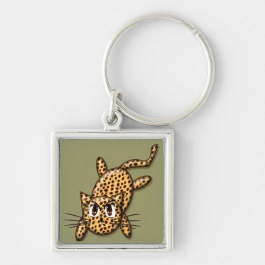 Ultra Cute Anime Leopard Kat Sleutelhanger (Voorkant)