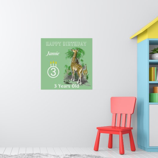 Ultra Cute Giraffe Safari Birthday Posters (Kinderkamer 1)