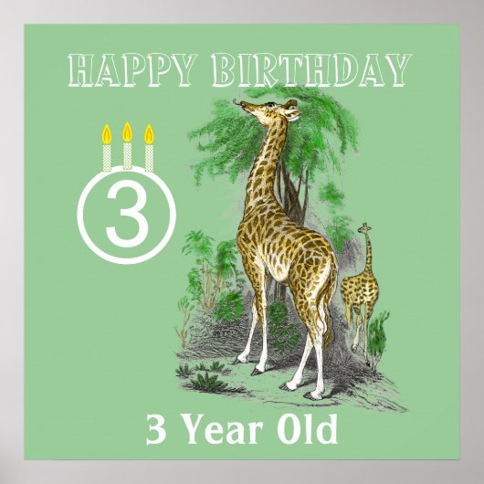 Ultra Cute Giraffe Safari Birthday Posters (Voorkant)