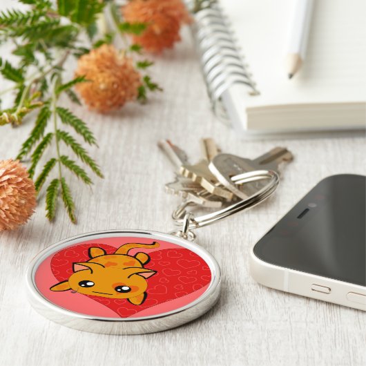 Ultra Cute Kawaii Anime Kat Sleutelhanger (Zijkant)