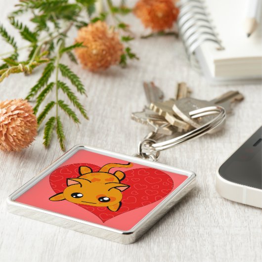 Ultra Cute Kawaii Anime Kat Sleutelhanger (Zijkant)