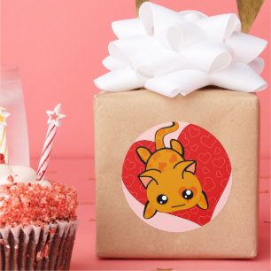 Ultra Cute Kawaii Valentijn Kat Ronde Sticker