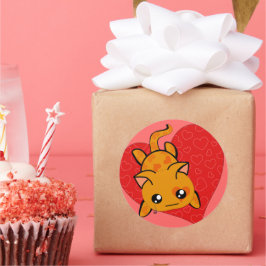 Ultra Cute Kawaii Valentijn Kat Ronde Sticker