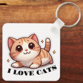 Ultra Cute Kitten I Love Cats Sleutelhanger (Achterkant)