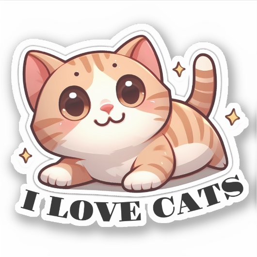 Ultra Cute Kitten I Love Cats Sticker (Voorkant)