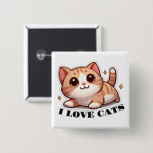 Ultra Cute Kitten I Love Cats Vierkante Button 5,1 Cm (Voorkant /achterkant)