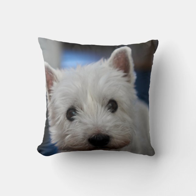 Ultra Cute Pestie Westie White Terrier Kussen (Voorkant)