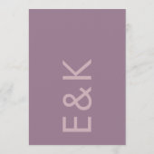 Ultra Dusty Roos Paarse Modern Bold Big Monogram Kaart (Achterkant)