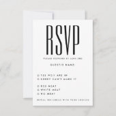Ultra Eenvoudig Modern Minimaal Zwart JA NEE Bruil RSVP Kaartje (Voorkant)