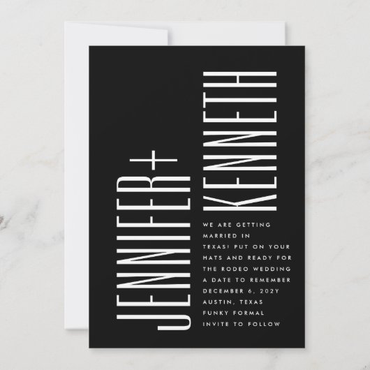 Ultra eenvoudige moderne bewerkbare fotonamen brui save the date (Achterkant)