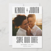 Ultra eenvoudige moderne foto bewerkbare namen bru save the date (Voorkant)