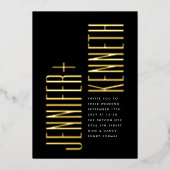 Ultra eenvoudige moderne minimalistische vet goude folie uitnodiging (Voorkant)