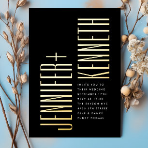 Ultra eenvoudige moderne minimalistische vet goude folie uitnodiging